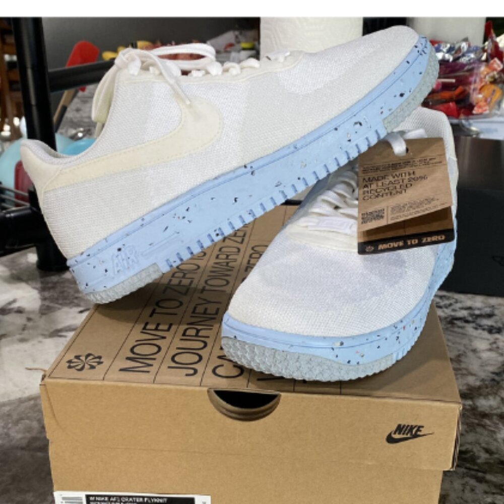 Nike Air Force 1 Crater Flyknit Pure Platinum DC7273-100 Women Sz 10 - Picture 5 of 6